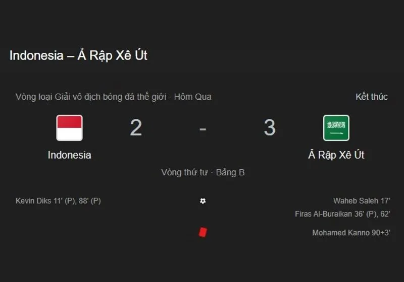 Indonesia thua ngược đáng tiếc